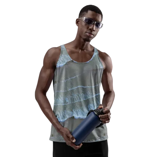 Silver Surf on a Men's Tank Top