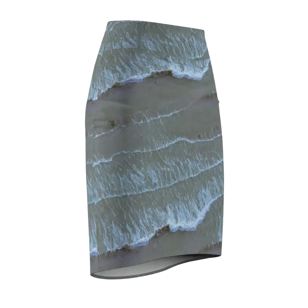 Silver Surf on Pencil Skirt — Front Side