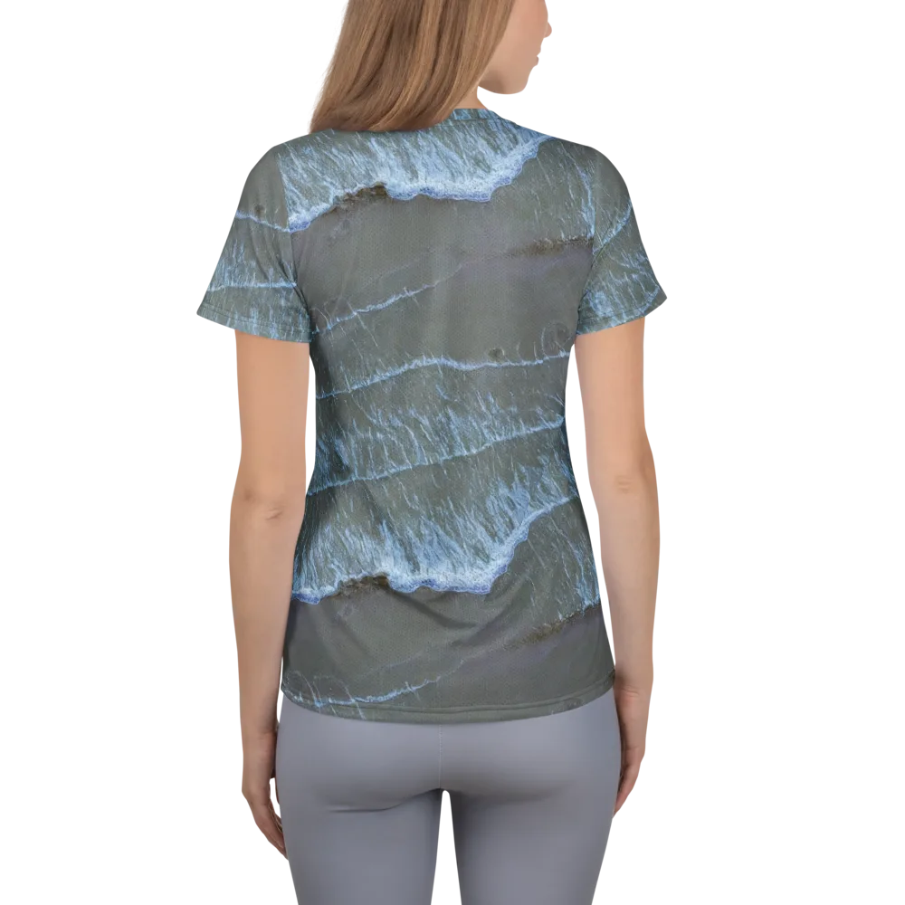 Silver Surf on Women's Athletic T-Shirt — Back