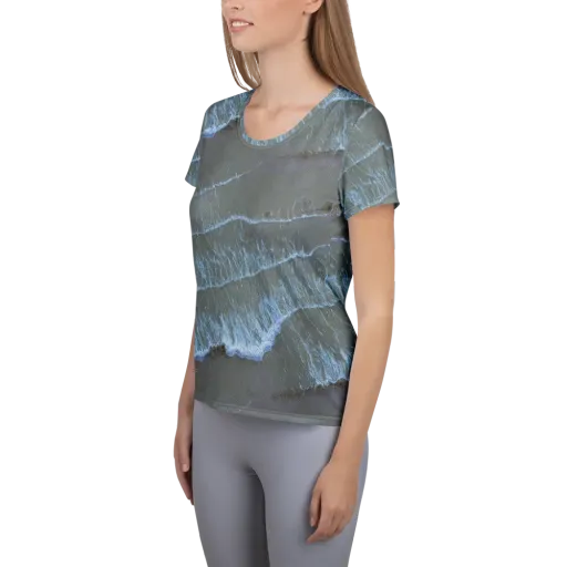 Silver Surf on a Women's Athletic T-Shirt