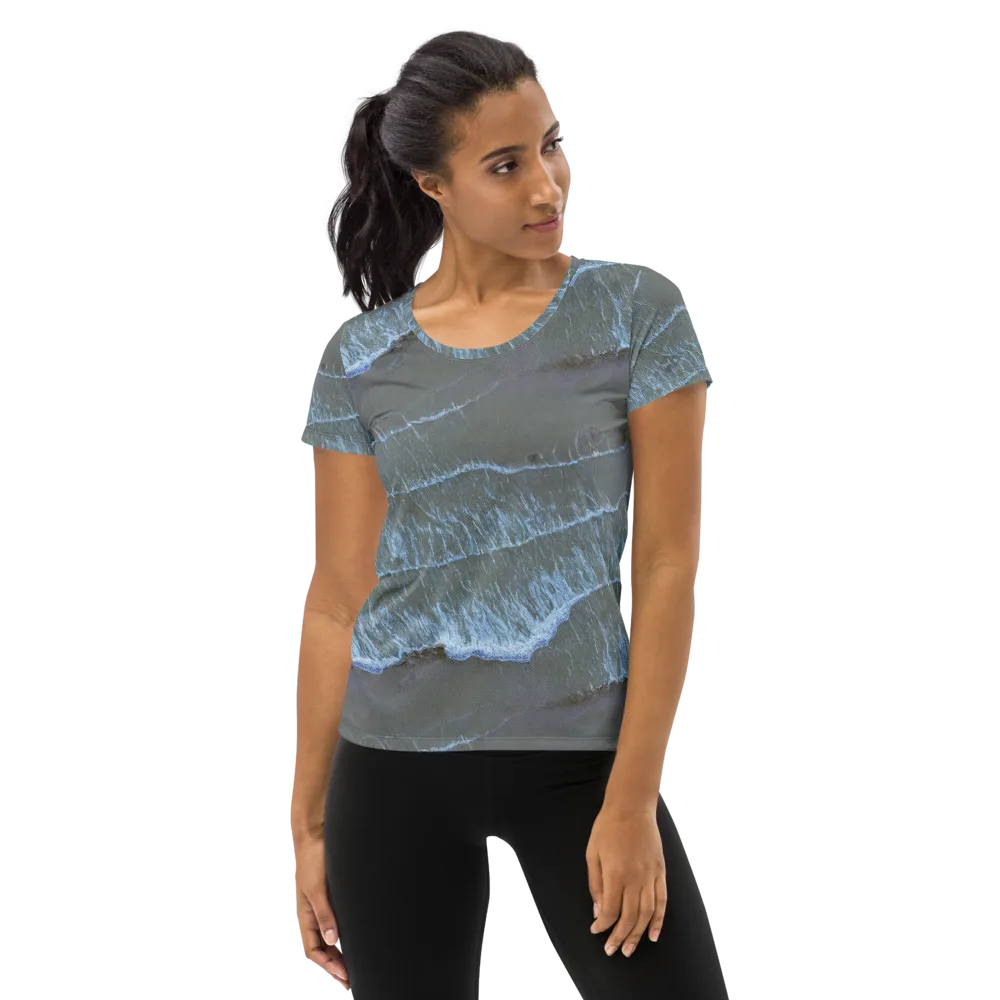 Silver Surf on Women's Athletic T-Shirt — Front