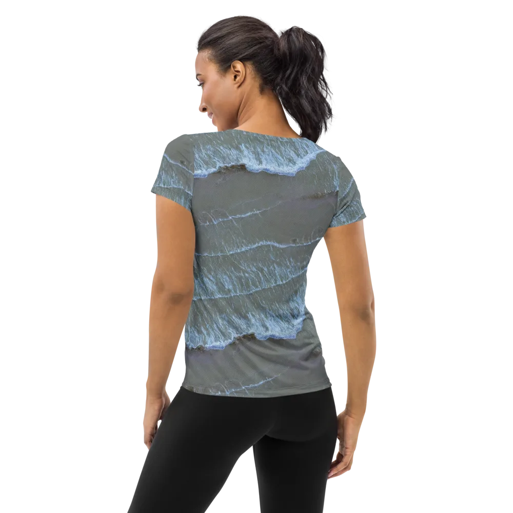 Silver Surf on Women's Athletic T-Shirt — Back