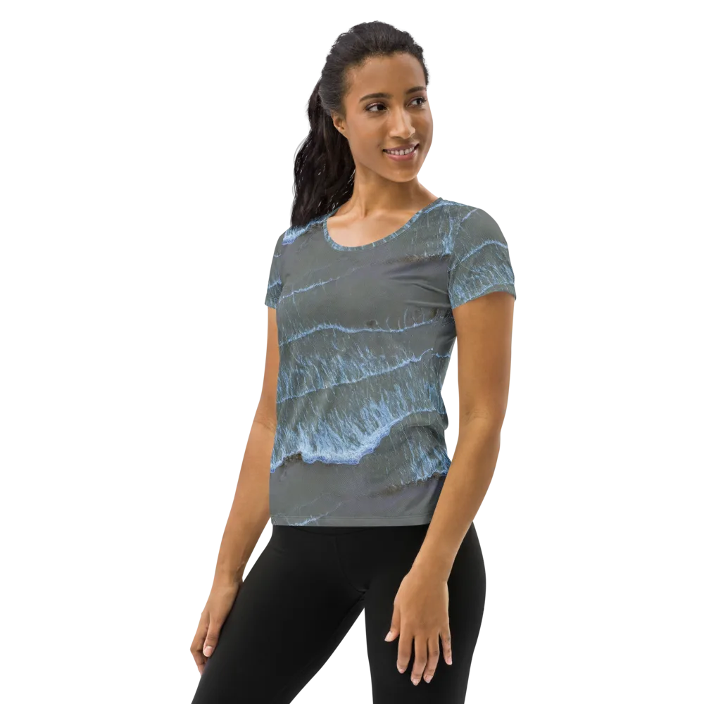 Silver Surf on Women's Athletic T-Shirt — Left