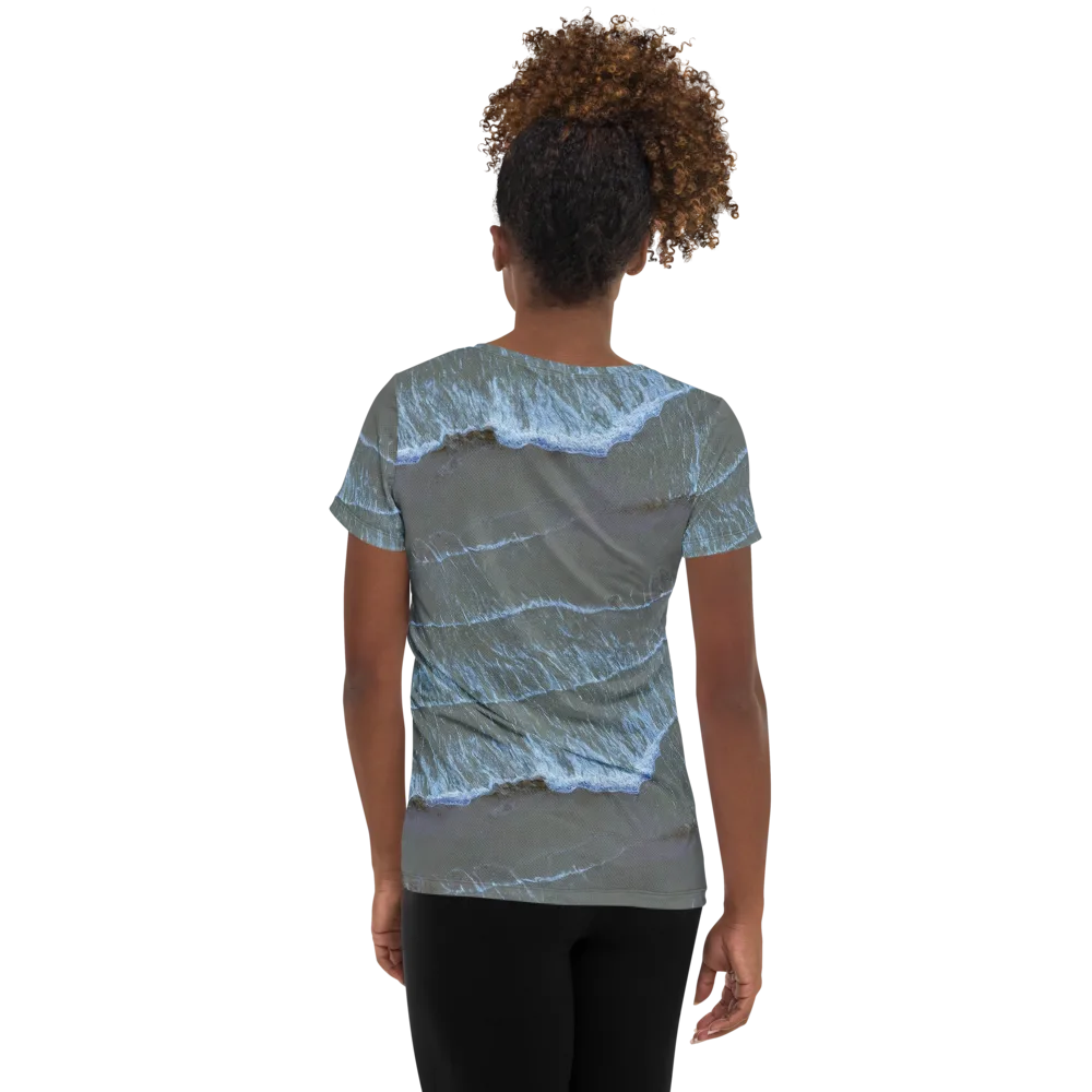 Silver Surf on Women's Athletic T-Shirt — Back