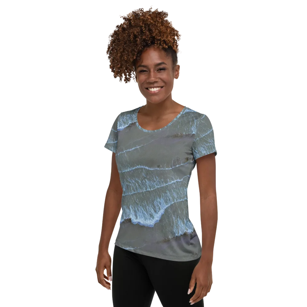 Silver Surf on Women's Athletic T-Shirt — Left