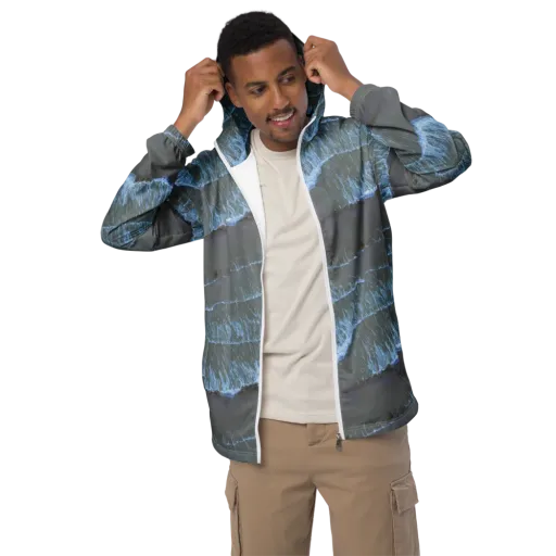 Silver Surf on a Men's Windbreaker