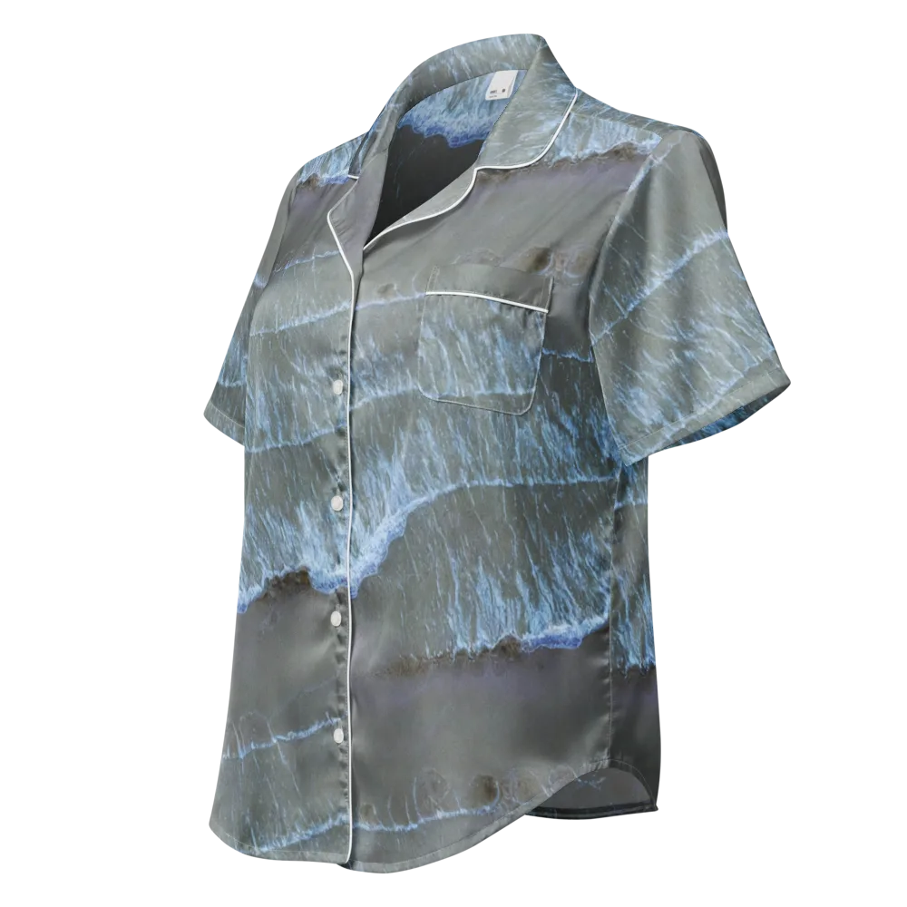 Silver Surf on Women's Short Sleeve Pajama Top — Left Front