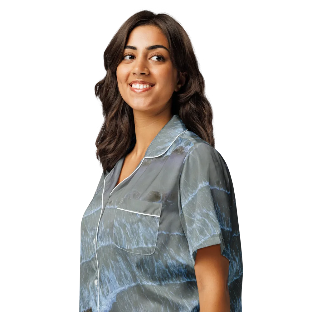 Silver Surf on Women's Short Sleeve Pajama Top — Left Front