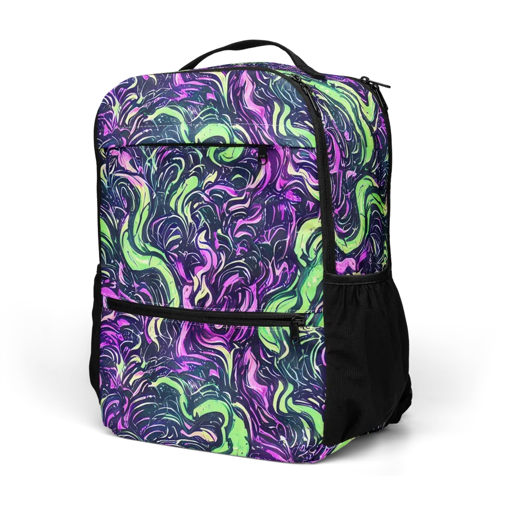 Neon Marbled Bloom on Utility Backpack — Left Front