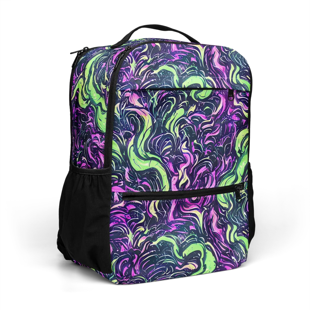 Neon Marbled Bloom on Utility Backpack — Right Front