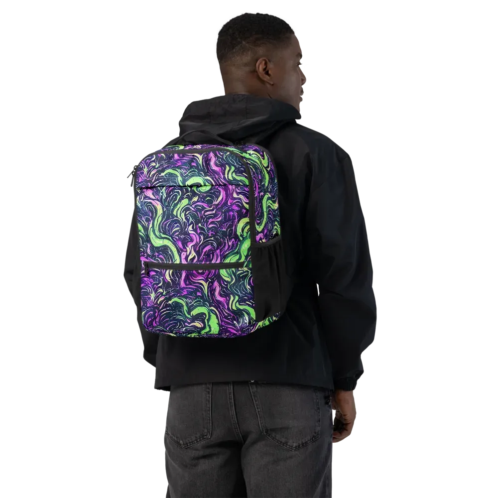 Neon Marbled Bloom on Utility Backpack — Back