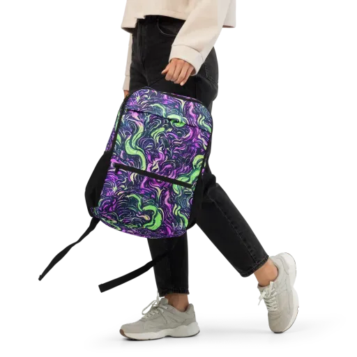 Neon Marbled Bloom on a Utility Backpack