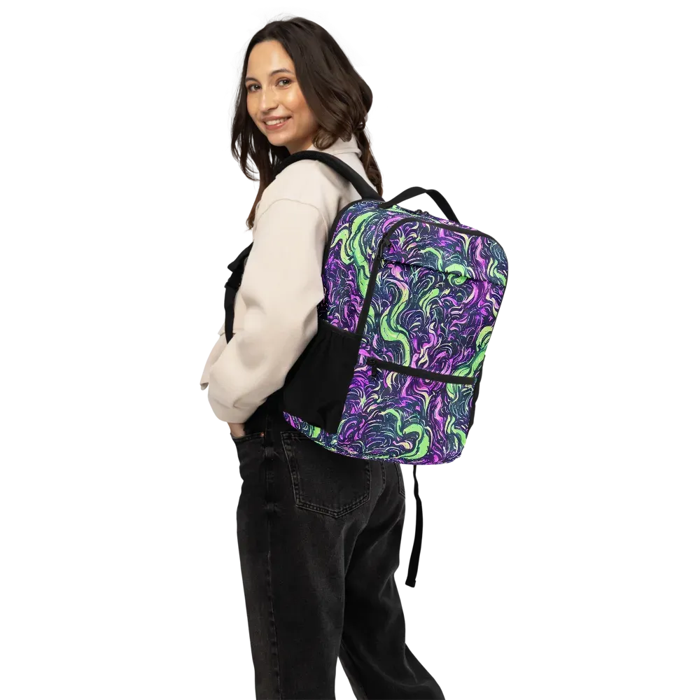 Neon Marbled Bloom on Utility Backpack — Back