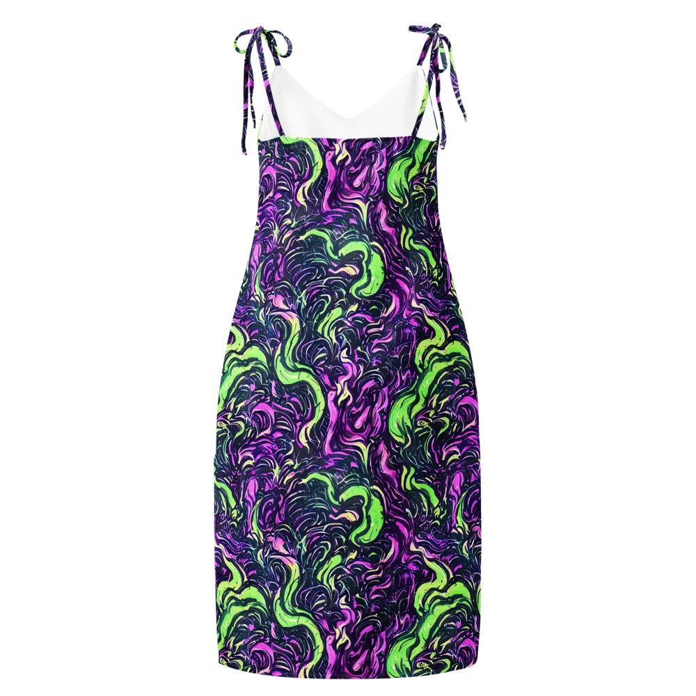 Neon Marbled Bloom on Slip Dress — Back