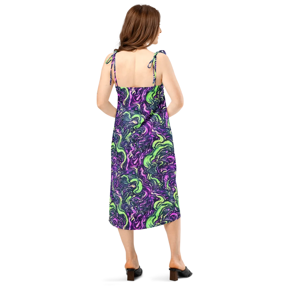 Neon Marbled Bloom on Slip Dress — Back