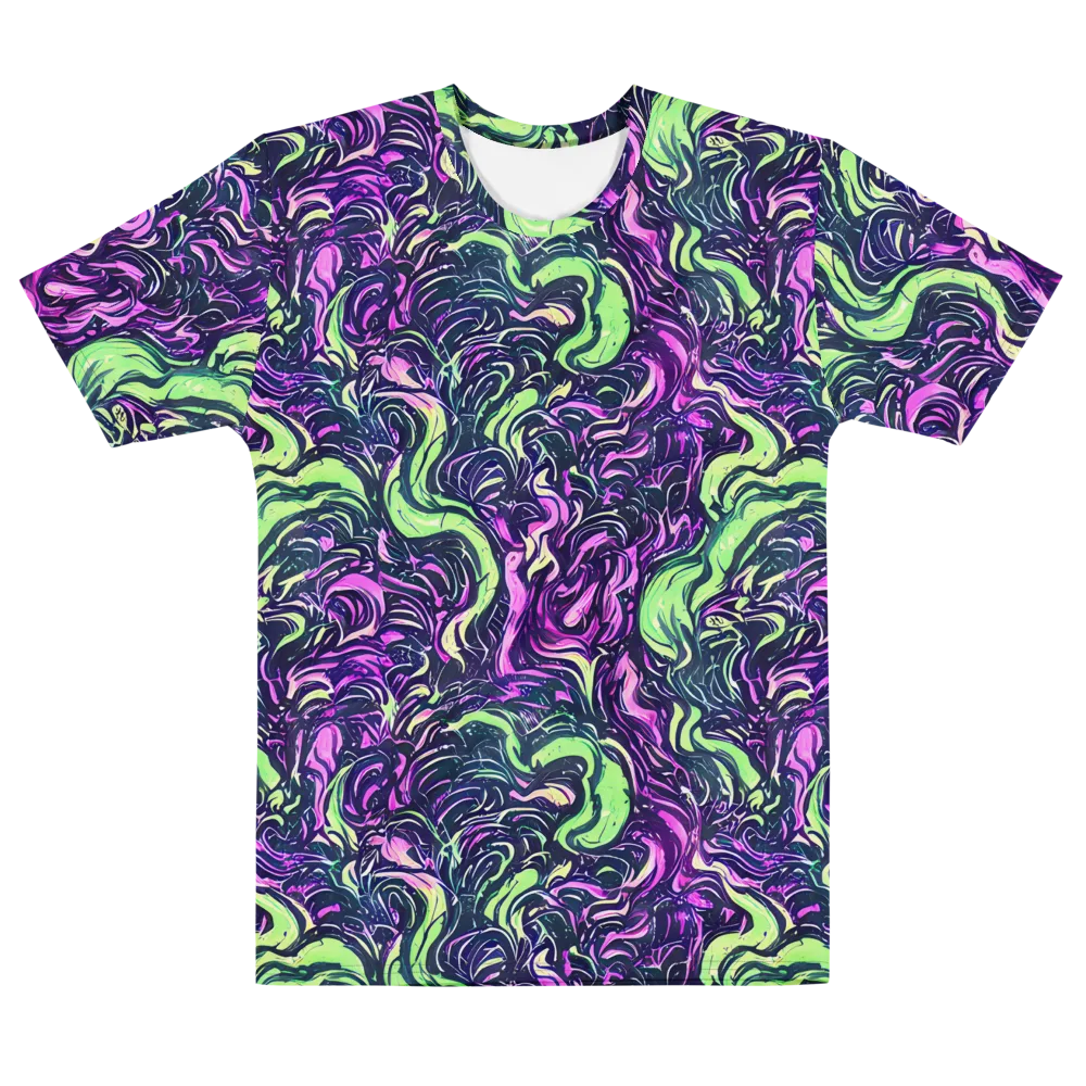 Neon Marbled Bloom on Men's Cotton Crew Neck T-Shirt — Front