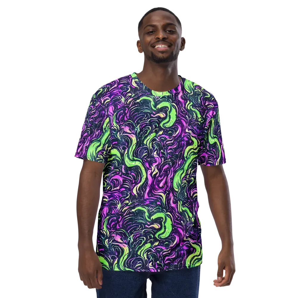 Neon Marbled Bloom on Men's Crew Neck T-Shirt — Front