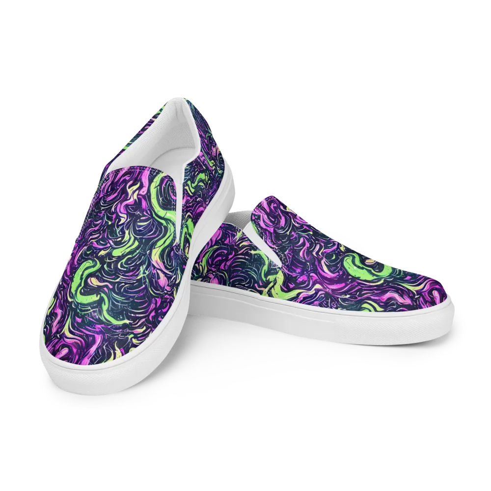 Neon Marbled Bloom on Men's Slip-On Canvas Shoes — Left Front