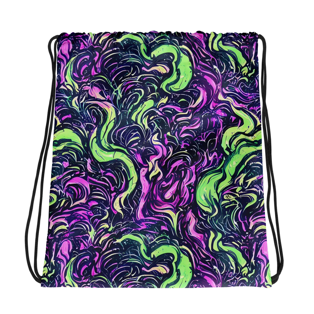 Neon Marbled Bloom on Drawstring Bag — Photo