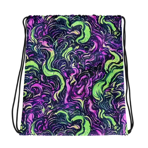 Neon Marbled Bloom on a Drawstring Bag