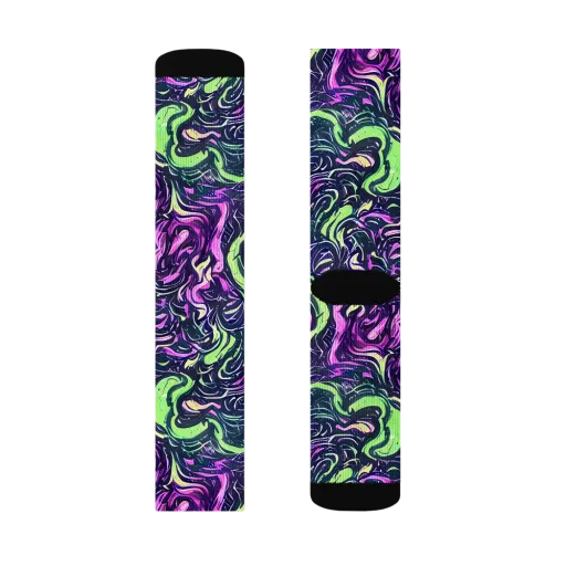 Neon Marbled Bloom on a Socks