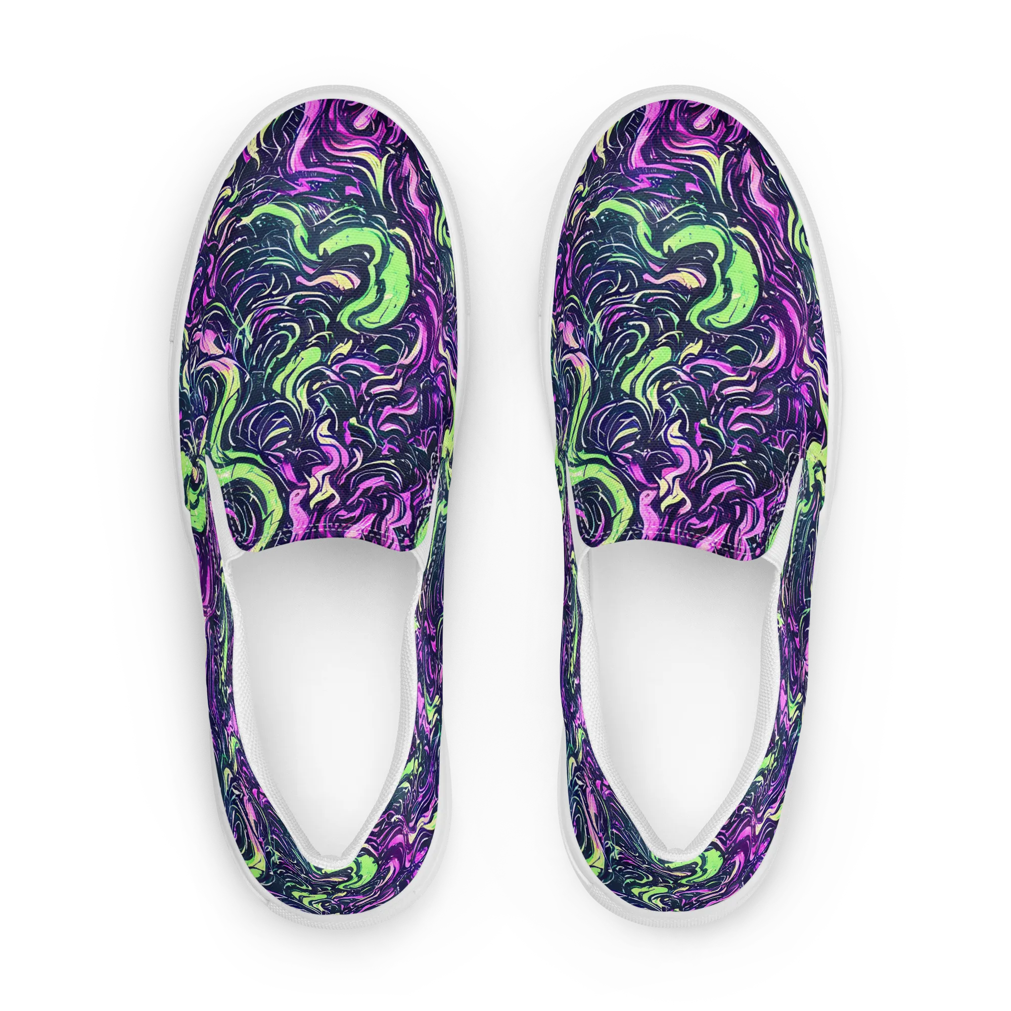 Neon Marbled Bloom on Women's Slip-On Canvas Shoes — Front