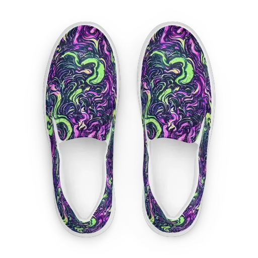 Neon Marbled Bloom on a Women's Slip-On Canvas Shoes