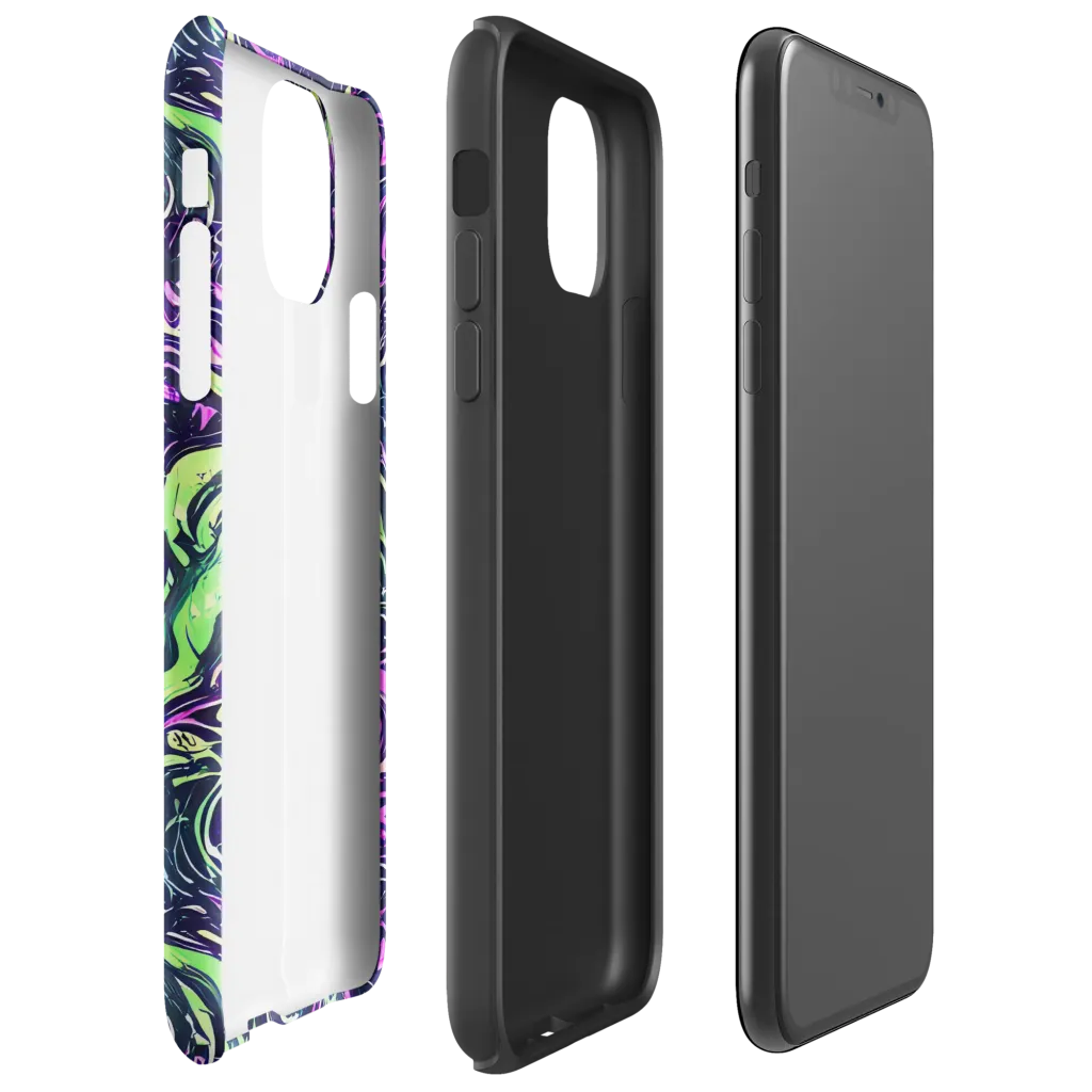 Neon Marbled Bloom on Tough Case for iPhone® — Right