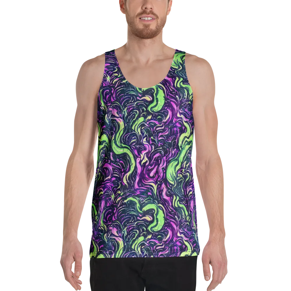 Neon Marbled Bloom on Men's Tank Top — Front