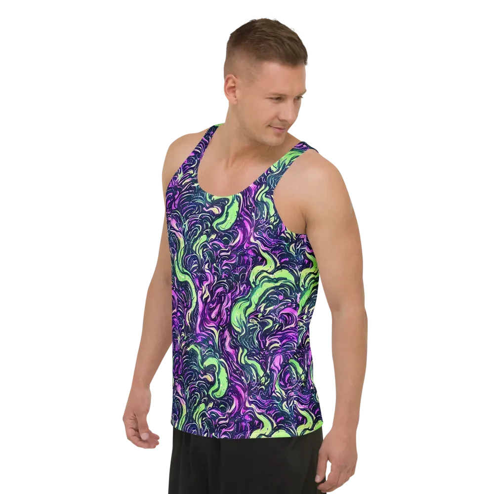 Neon Marbled Bloom on Men's Tank Top — Left Front