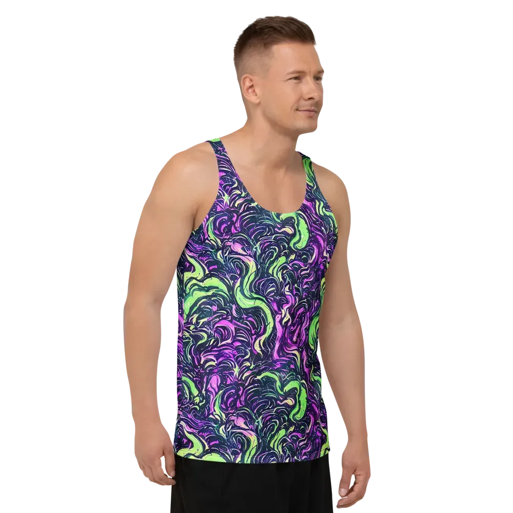 Neon Marbled Bloom on Men's Tank Top — Right Front
