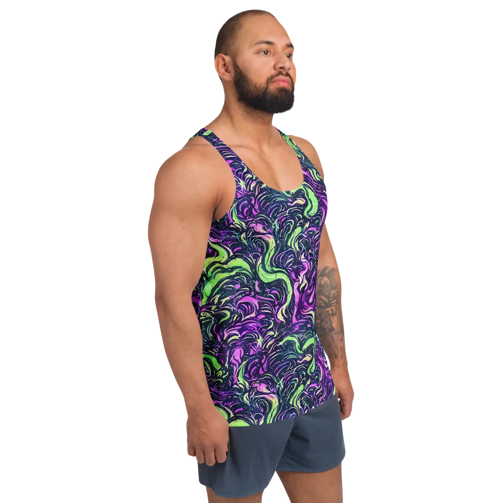 Neon Marbled Bloom on Men's Tank Top — Right Front