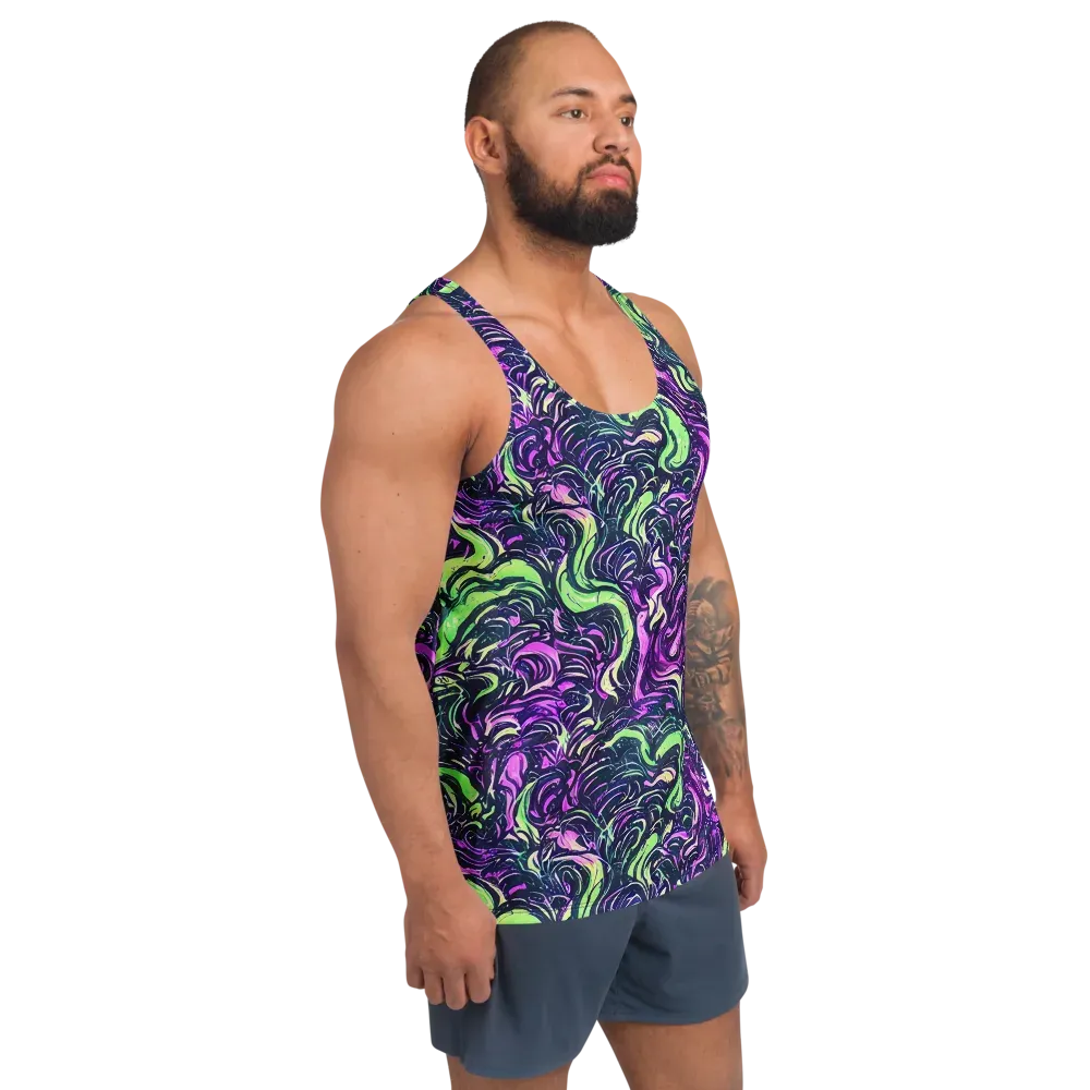 Neon Marbled Bloom on Men's Tank Top — Right Front