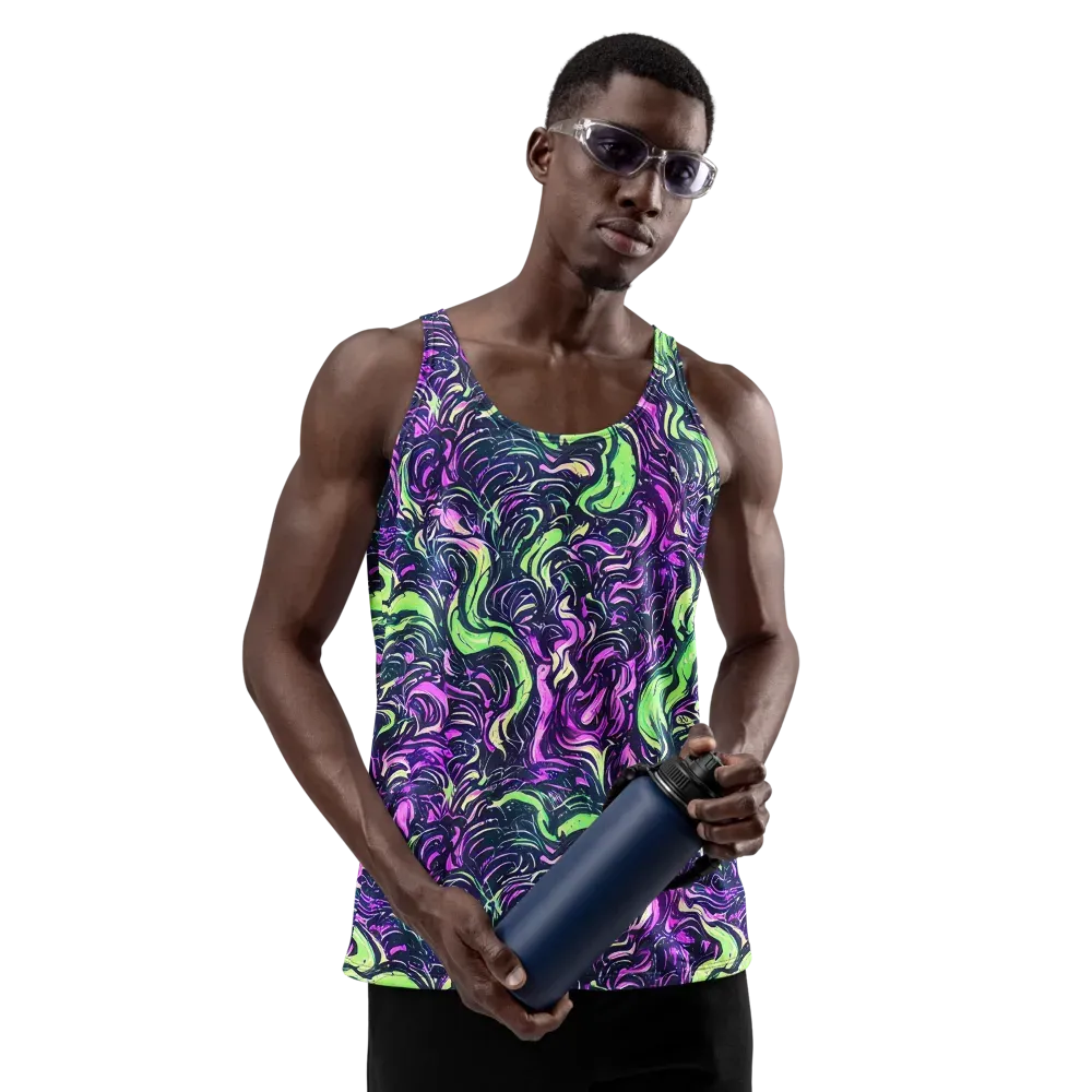 Neon Marbled Bloom on Men's Tank Top — Front