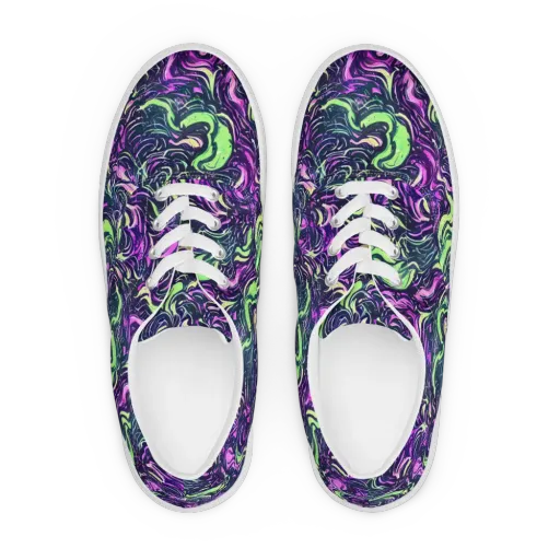 Neon Marbled Bloom on a Men's Lace-Up Canvas Shoes