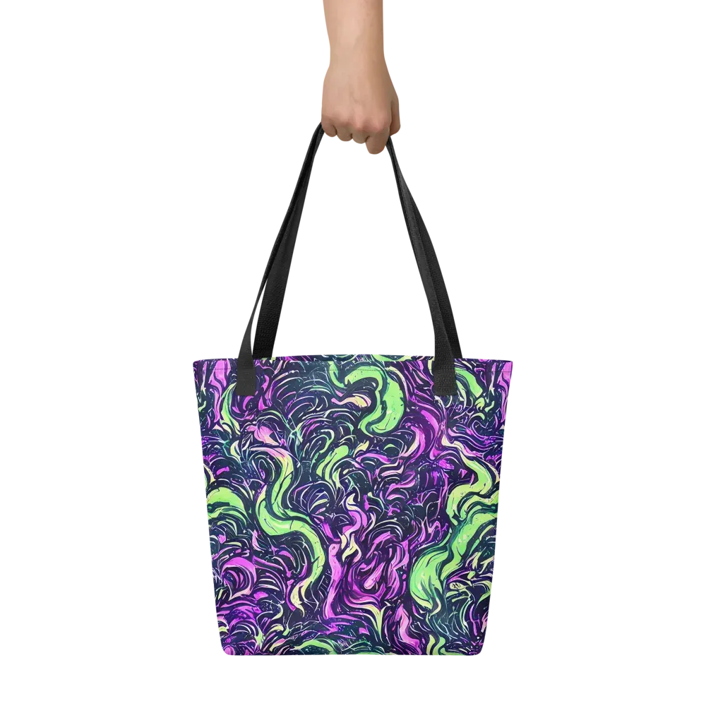 Neon Marbled Bloom on Tote Bag — Front