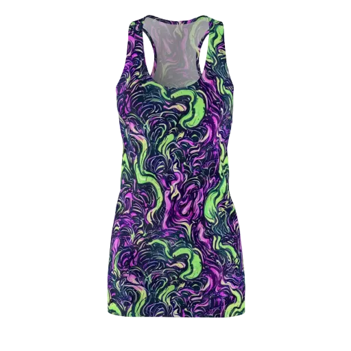 Neon Marbled Bloom on a Racerback Dress