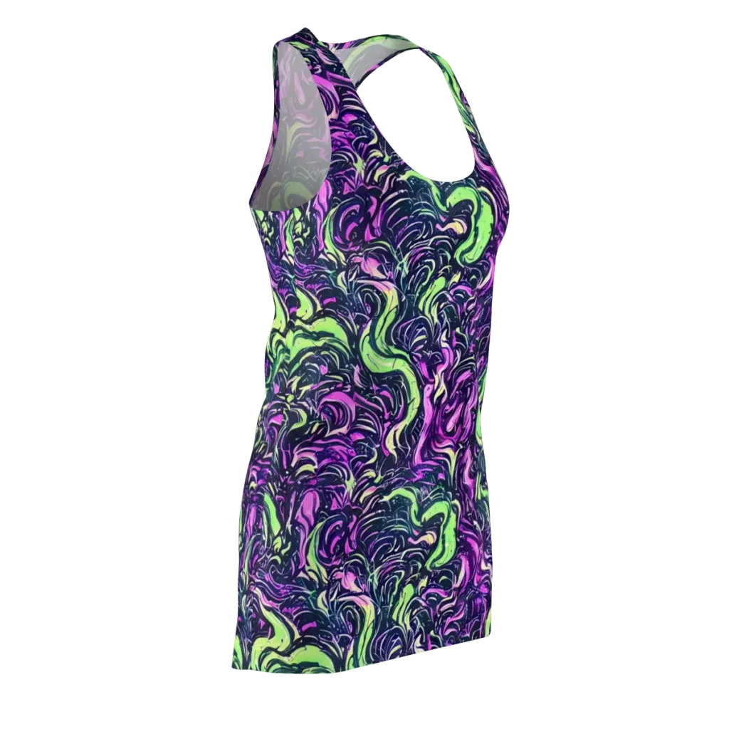 Neon Marbled Bloom on Racerback Dress — Front Side