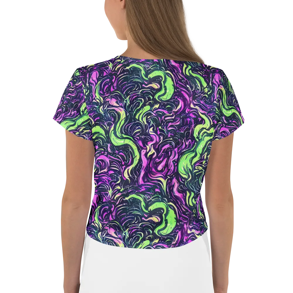 Neon Marbled Bloom on Crop Tee — Back