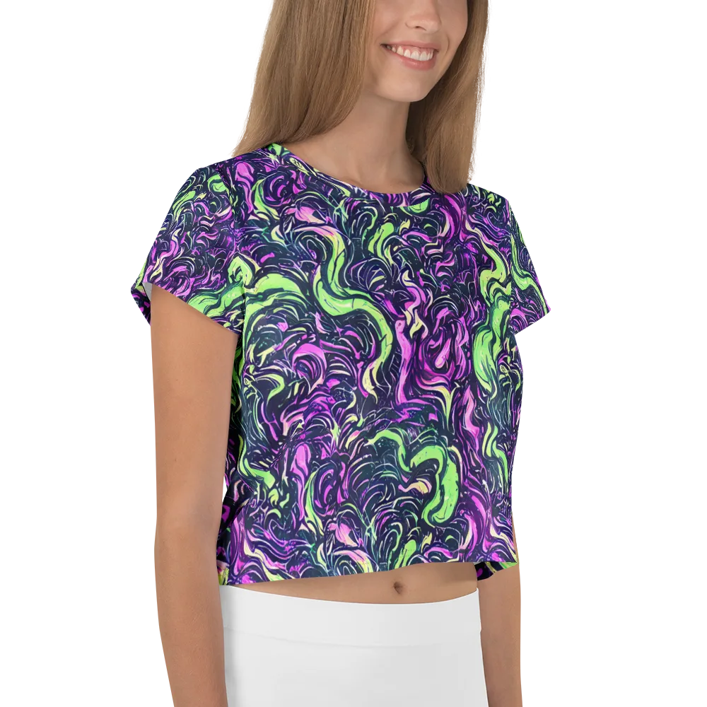Neon Marbled Bloom on Crop Tee — Right
