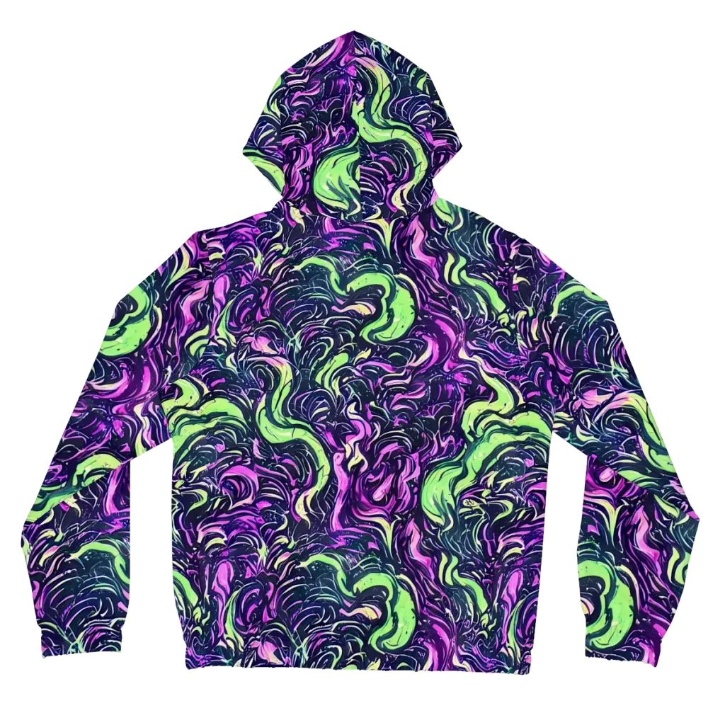 Neon Marbled Bloom on Women's Full-Zip Hoodie — Back
