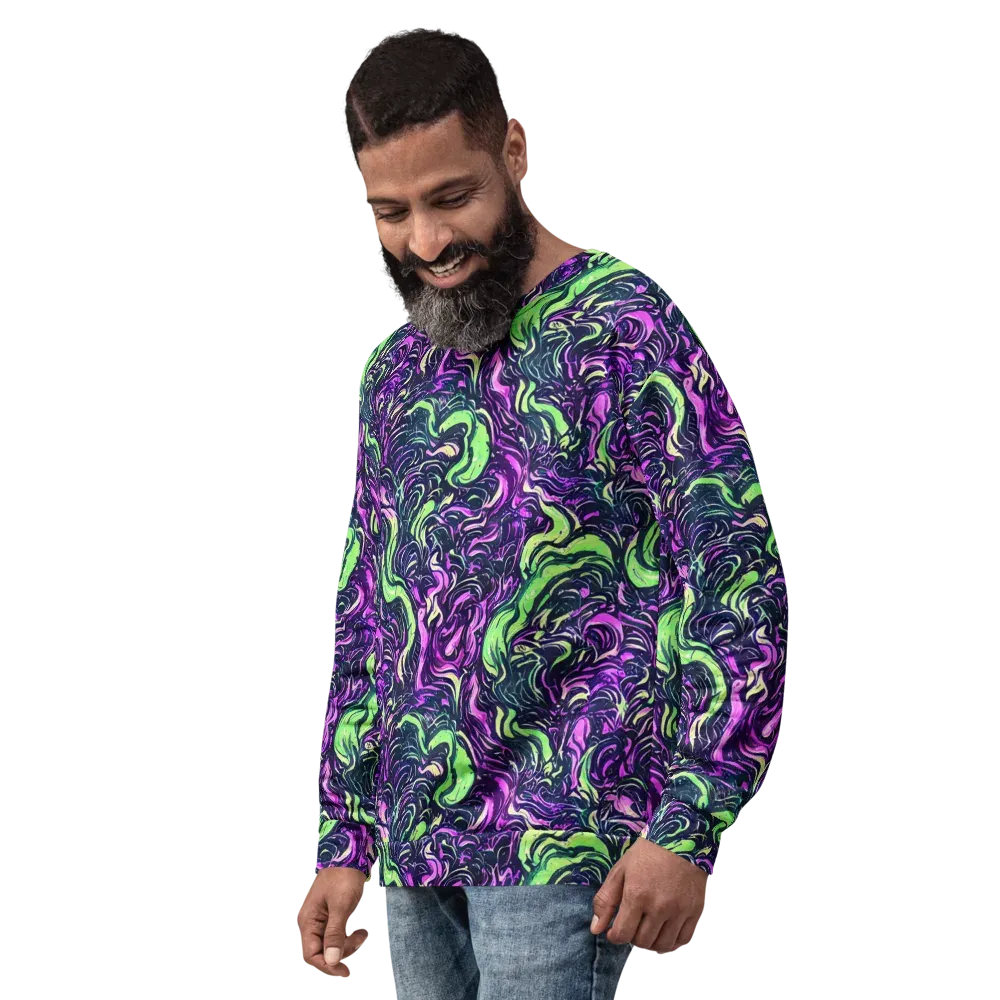 Neon Marbled Bloom on Sweatshirt — Left Front