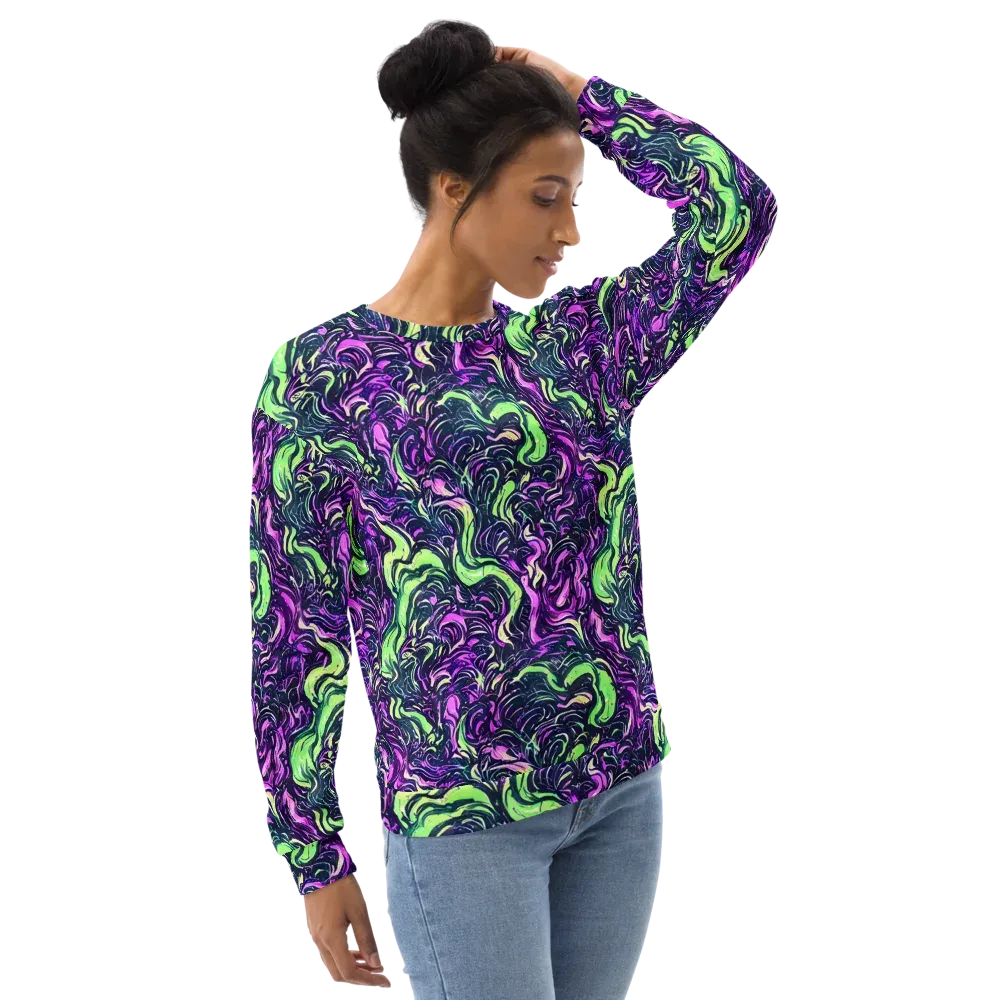 Neon Marbled Bloom on Sweatshirt — Right Front