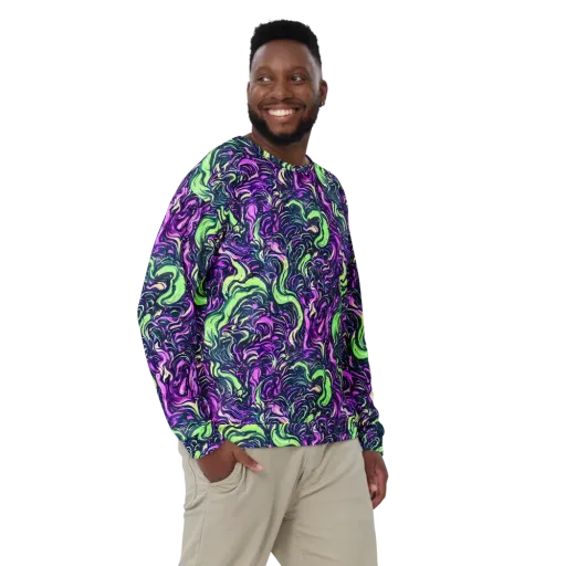 Neon Marbled Bloom on a Sweatshirt