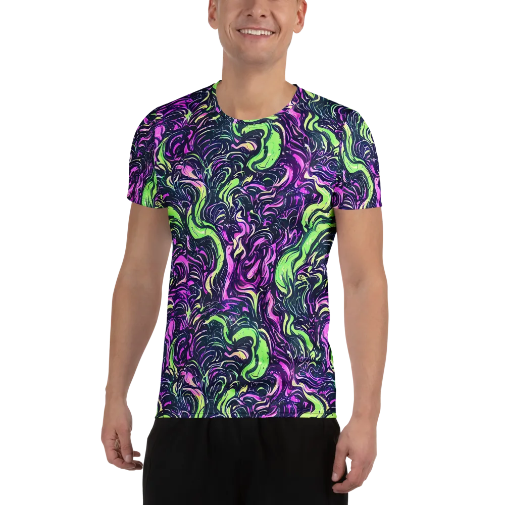Neon Marbled Bloom on Men's Athletic T-Shirt — Front