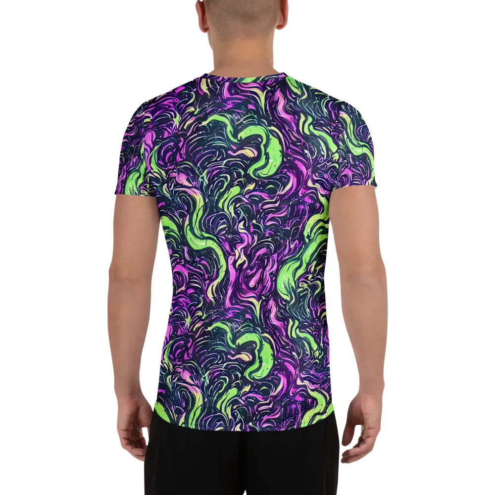 Neon Marbled Bloom on Men's Athletic T-Shirt — Back