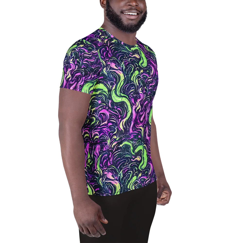 Neon Marbled Bloom on Men's Athletic T-Shirt — Right