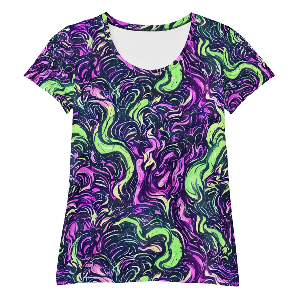 Neon Marbled Bloom on Women's Athletic T-Shirt — Front