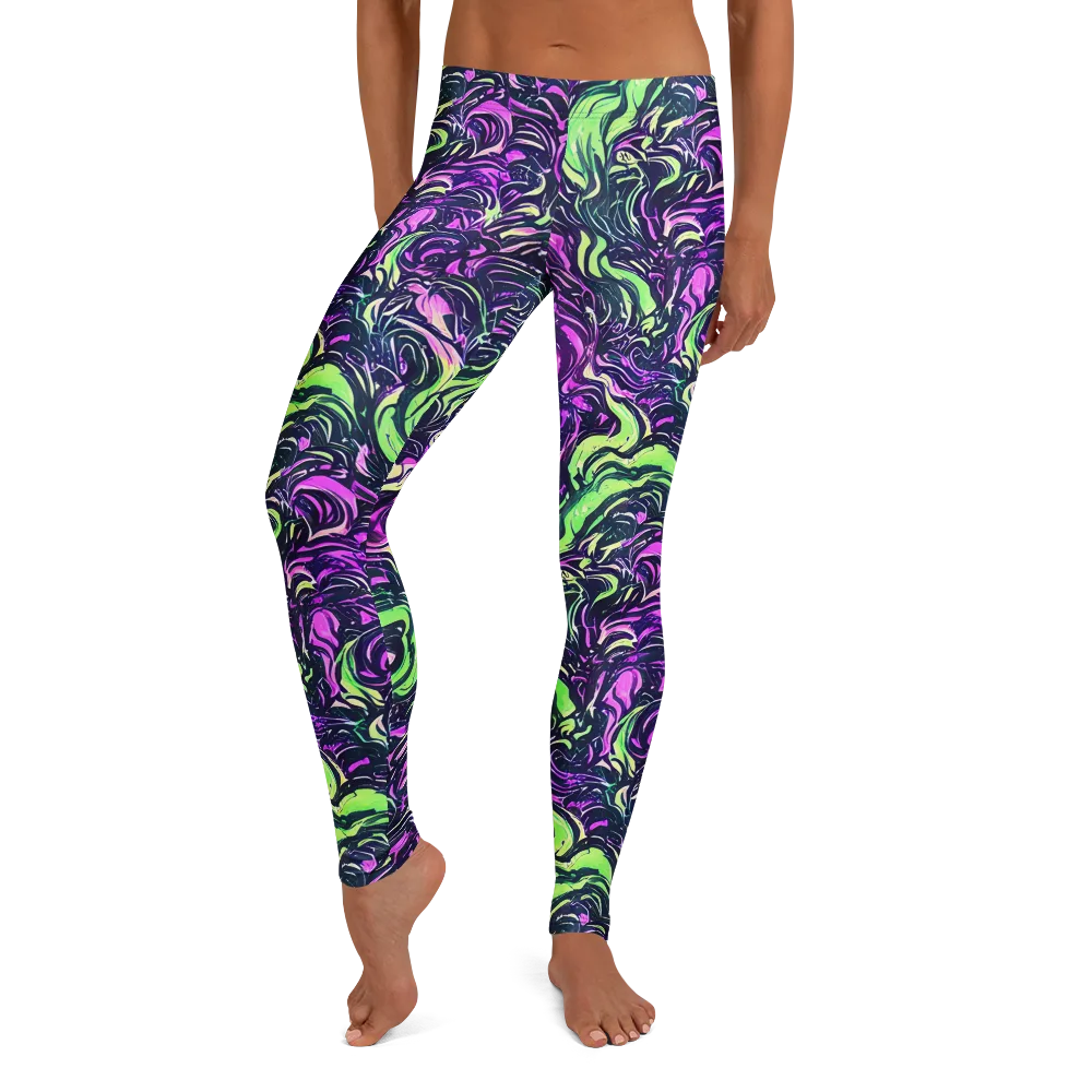 Neon Marbled Bloom on Leggings — Front