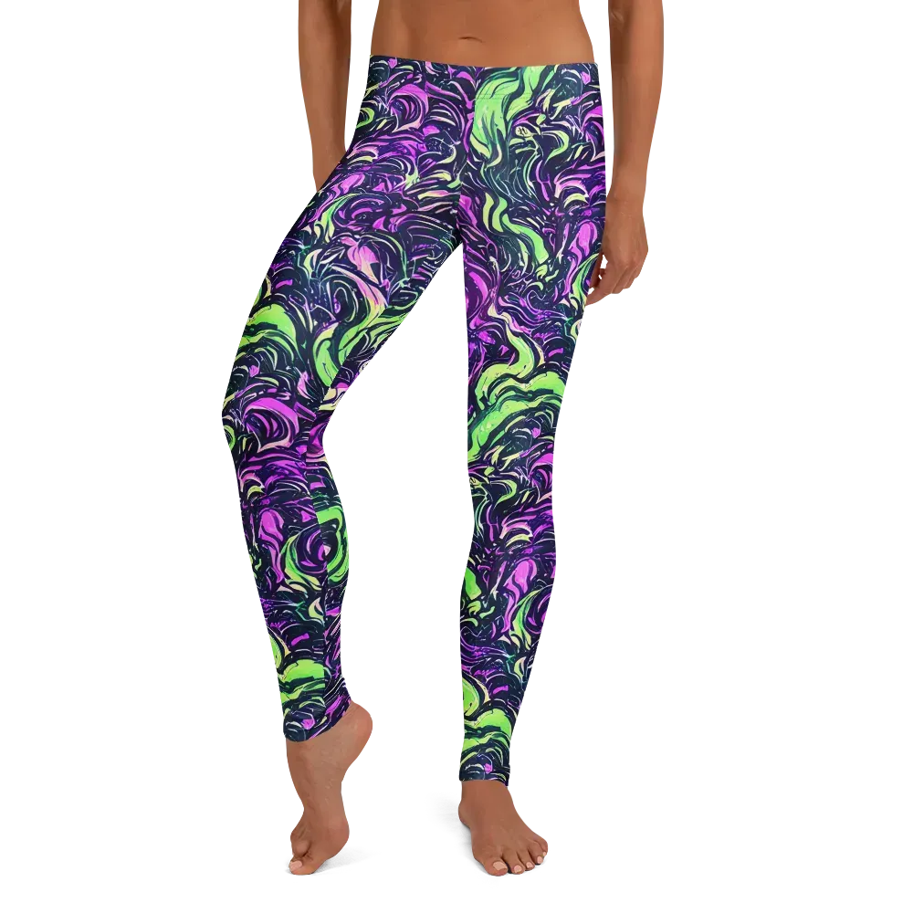 Neon Marbled Bloom on Leggings — Front